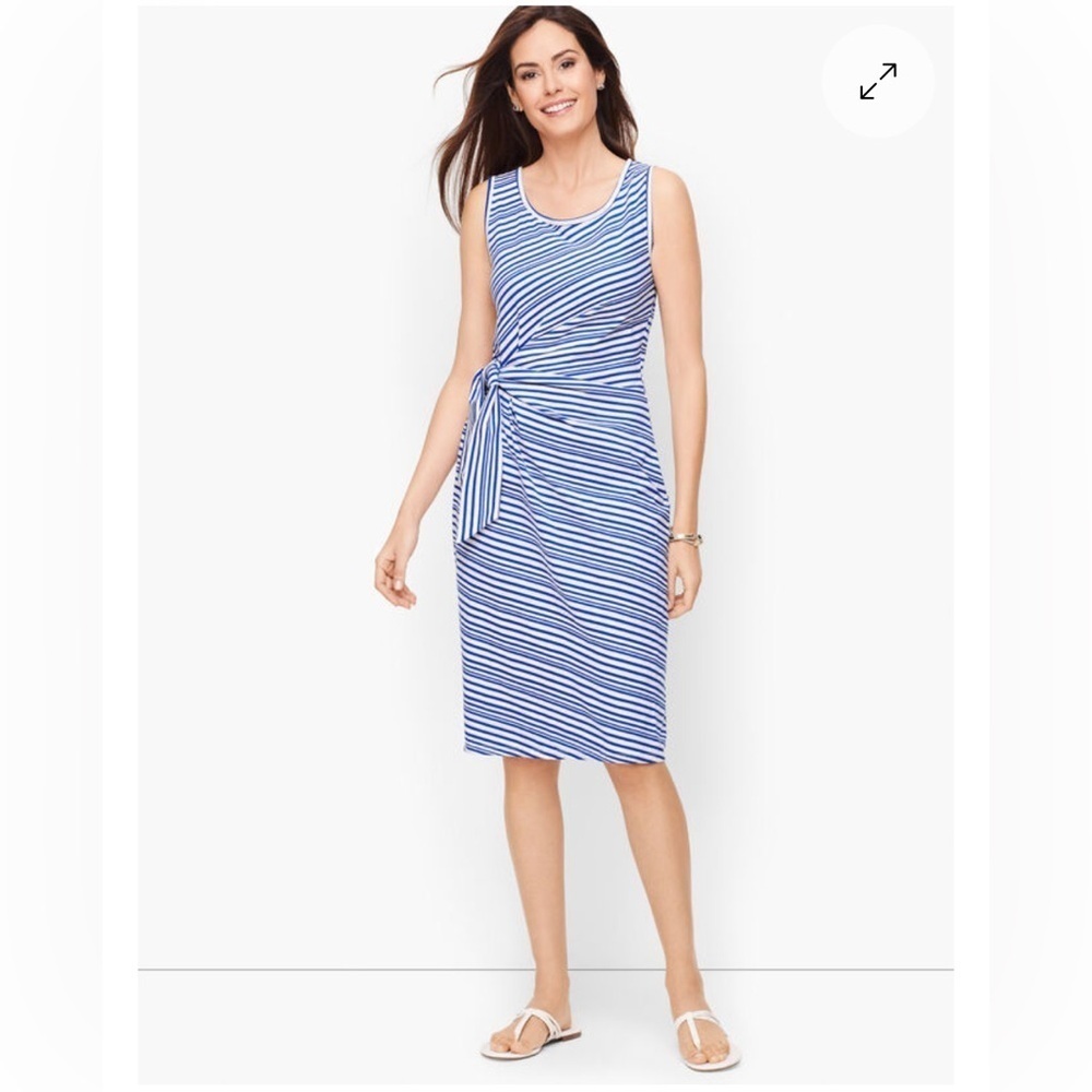 TALBOTS 		
COTTON SIDE TIE SHIFT DRESS - SUNDAY MORNING STRIPE size L